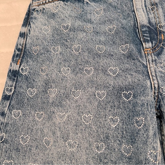 NWT Sandro Cupidon Crystal Heart Embellished Wide-Leg Jeans - Picture 8 of 15